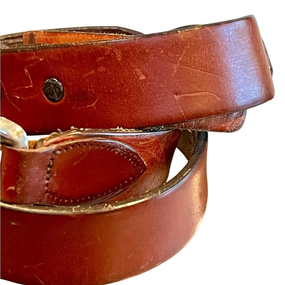 Vintage Harness Leather Brown Belt Western Style Horse Bit Unisex Casual - Picture 2 of 6